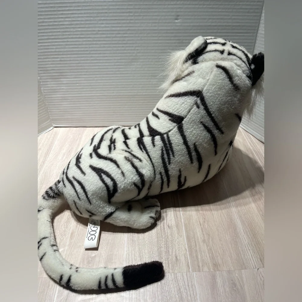 Vintage JIC White Tiger Plush Stuffed Animal – Realistic Big Cat Toy 17”